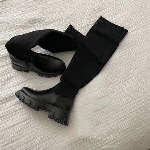 Tall Boots Sock Boots Combat Boots NEVER WORN Black boots